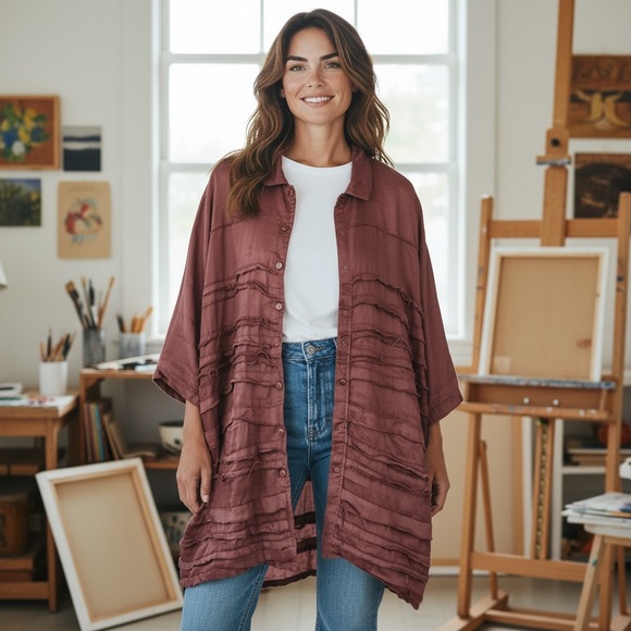 Krista Larson Jackets & Blazers - Krista Larson Lagenlook Tiered Heavy Jacket One Size